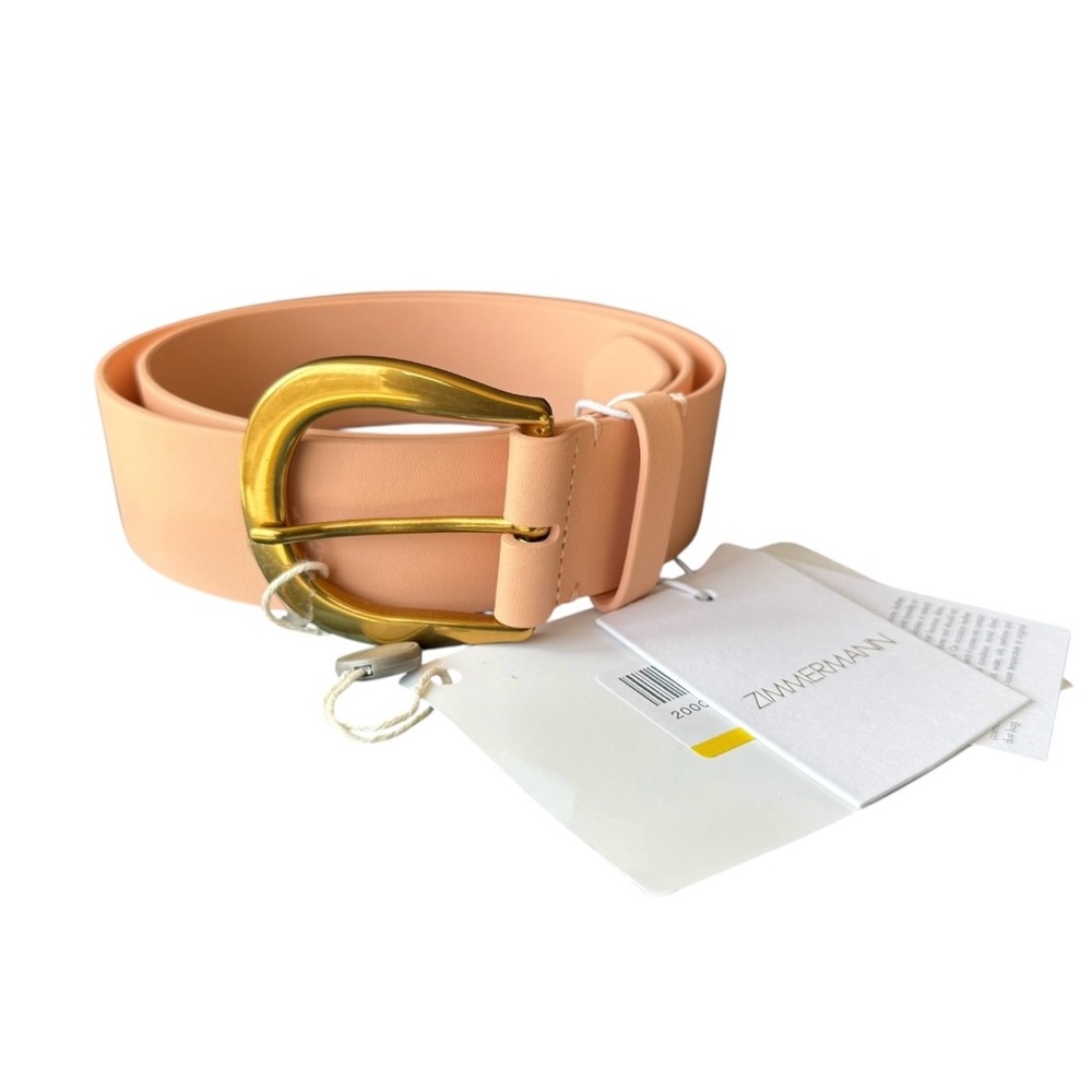 Zimmermann Pink Leather Belt With Gold Buckle | Size Medium/Large